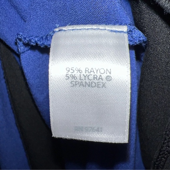 J. Jill Wearever Collection Blue Black Cap Sleeve Long Tunic Blouse Size Medium - Picture 4 of 5